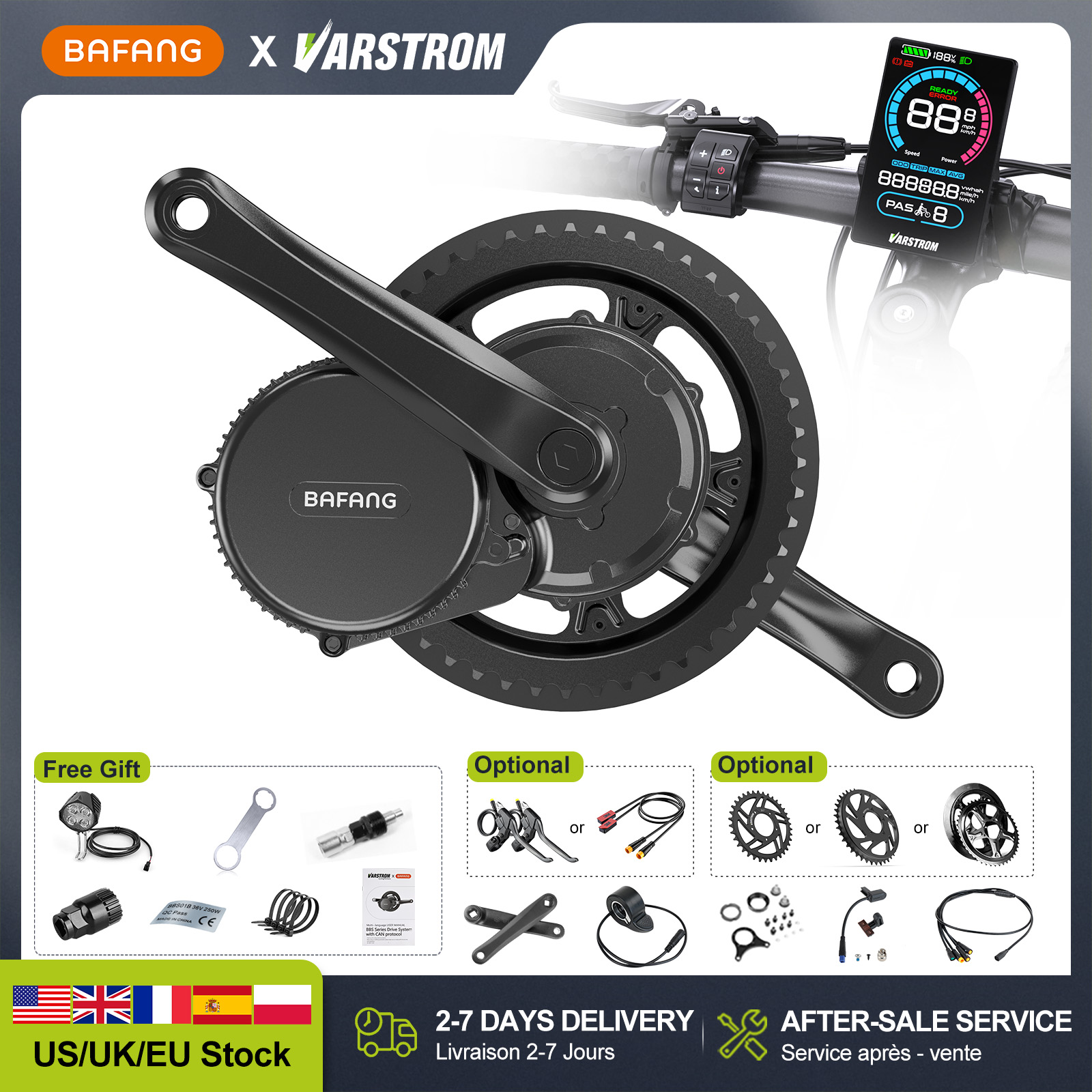 [Склад США] Электродвигатель B – обзор и цена Bafang Bbs02B 48V 750W Mid Drive Kit